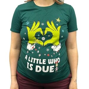 The Grinch Womens Maternity Graphic Tee Little Who Is Due Size Large L New
